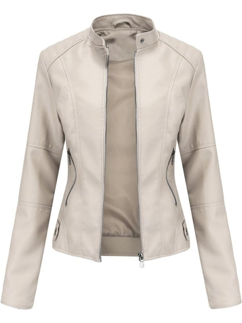 Chic Faux Leather Bomber Jacket for Women | Stylish Belted Motorcycle Coat